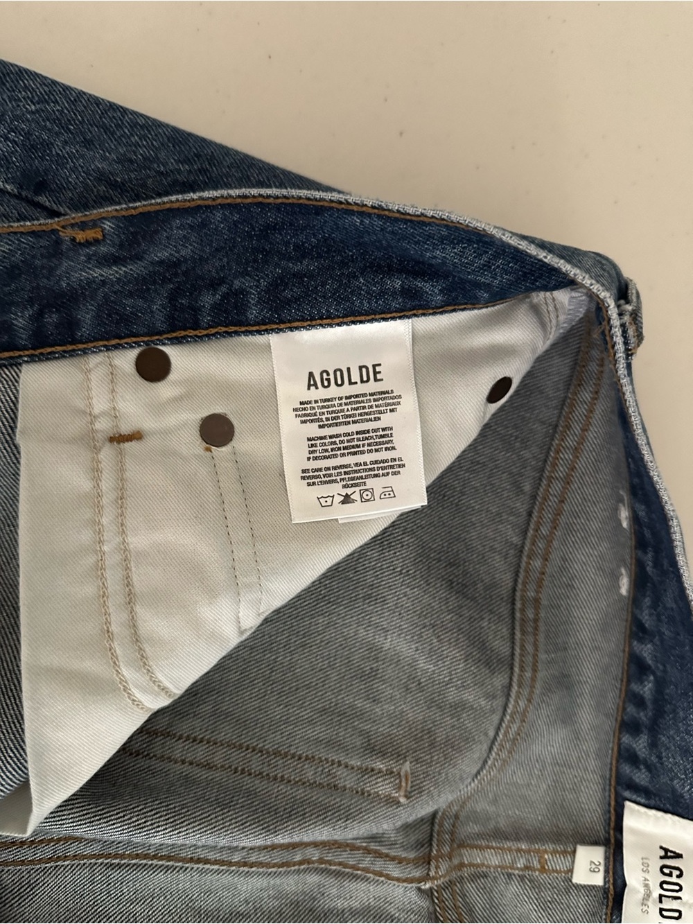 NWOT AGOLDE 90s Straight Jean Mid Rise Size 29 Dark Indigo Quiet Luxury Premium - Picture 7 of 12